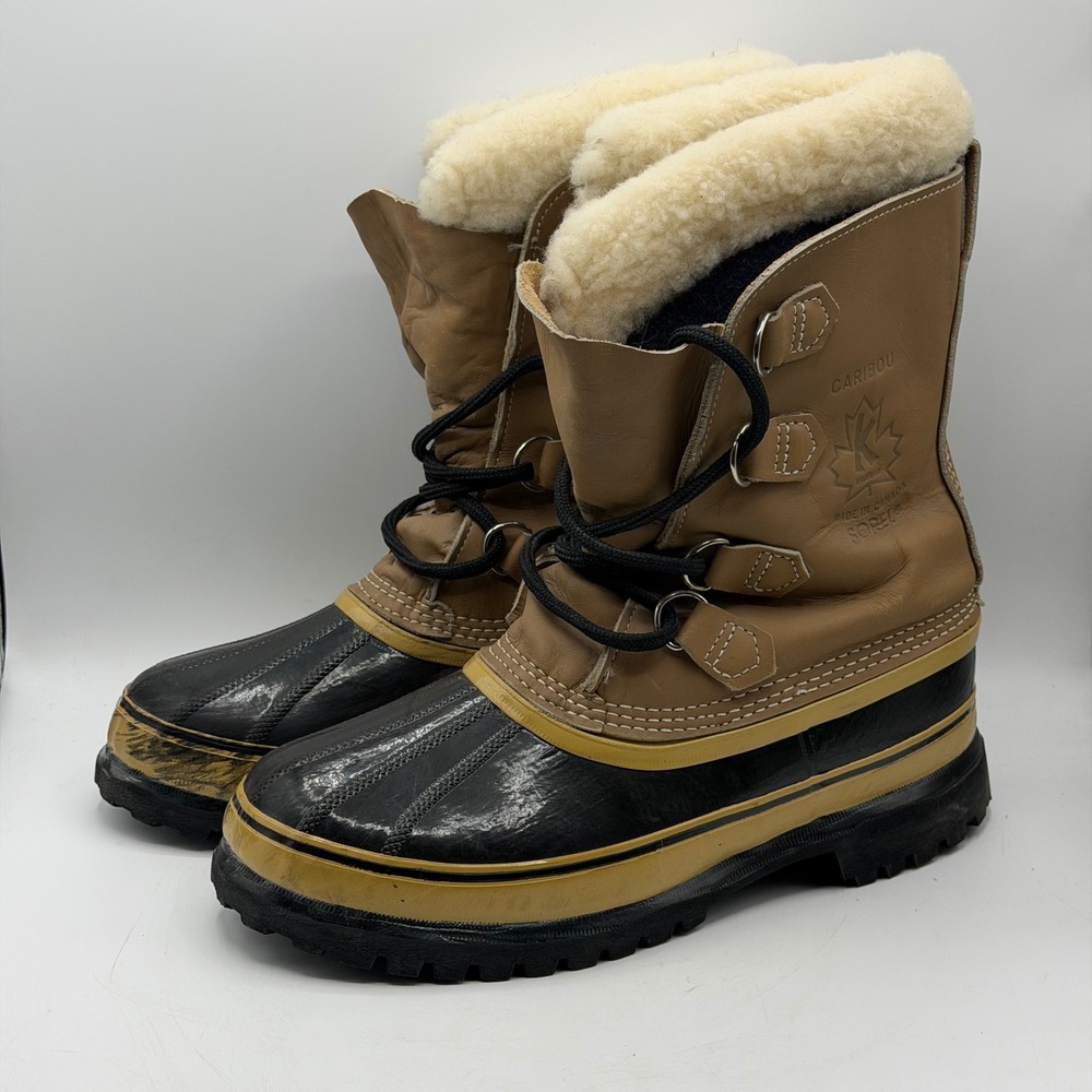 Sorel Caribou Boots Mens 8 Vintage Made in Canada Leather Snow Winter Waterproof
